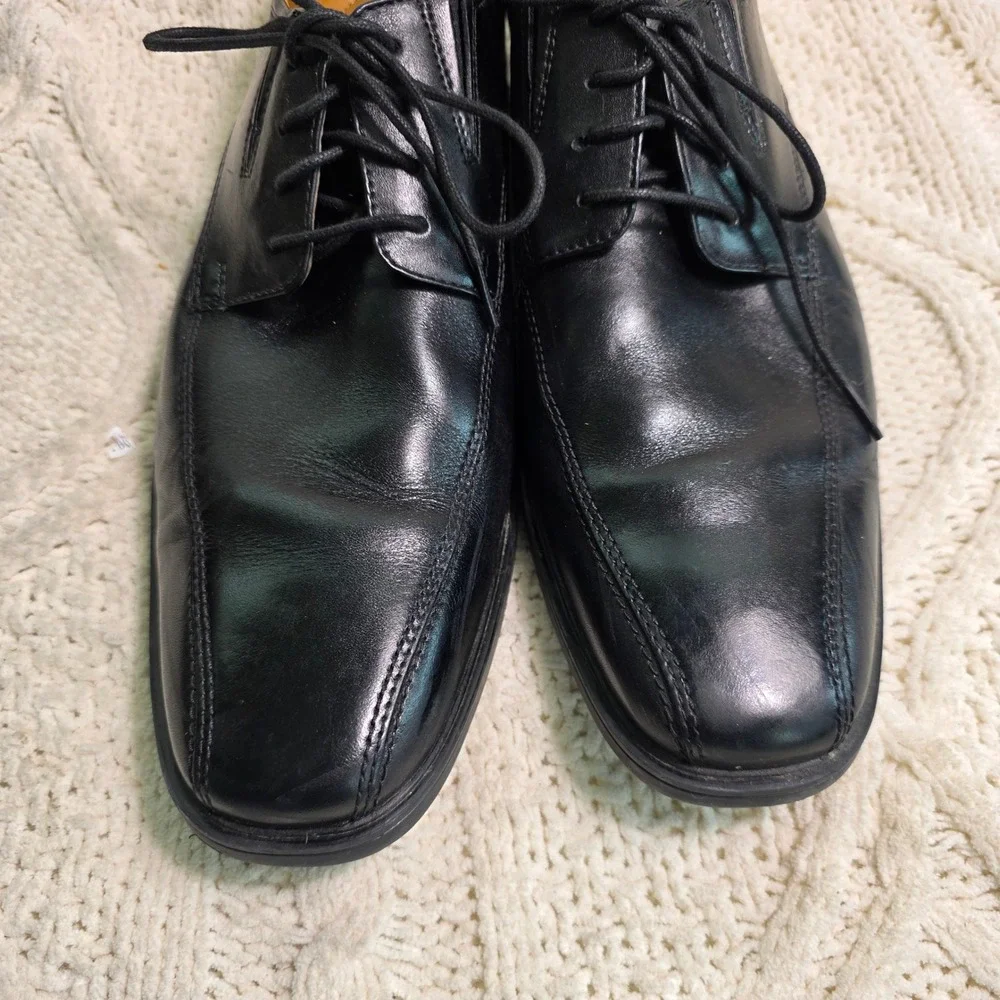 Clarks Tilden Cap Oxford Black Leather Dress Shoes Mens 11.5 M‎ Excellent